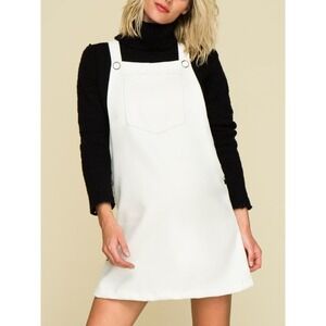 Reconnect Gretel Sleeveless Straight Neck Pinafore White Maternity Dress